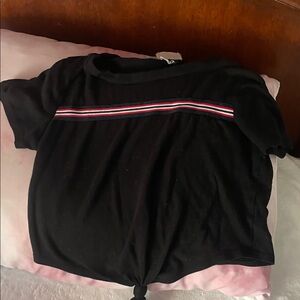 Style Rack Black Tee with Striped Accent